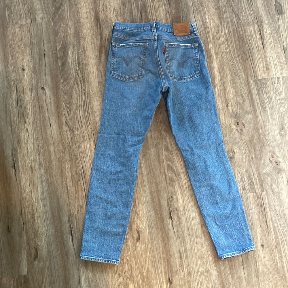 Blue High Rise Distressed Jeans - Picture 2 of 3
